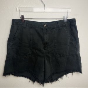 Aerie Black Frayed Jean Shorts